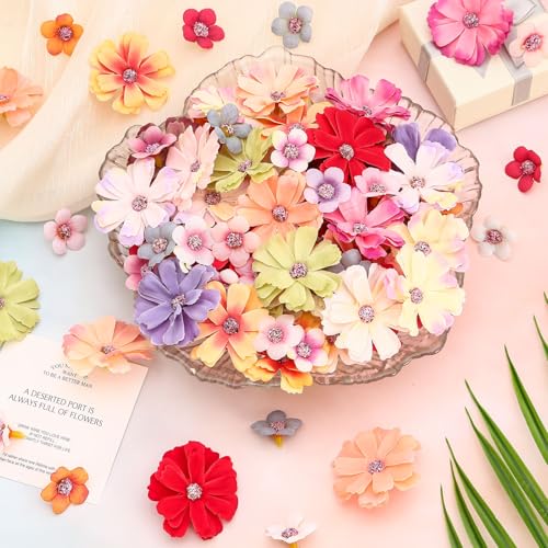 150pcs Faux Flower Heads,Mini Fake Heads Flowers,Small Silk Daisy Flowers Artificial for DIY Wedding Birthday Party Wreath Decoration