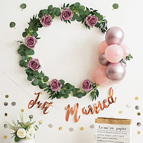 IPOPU Fake Roses,50PCS Rose Gold Flowers Artificial Glitter Roses with Stems for Crafts DIY Wedding Bouquet Home Party Decoration(Rose Gold) - color: 50pcs Rose Gold