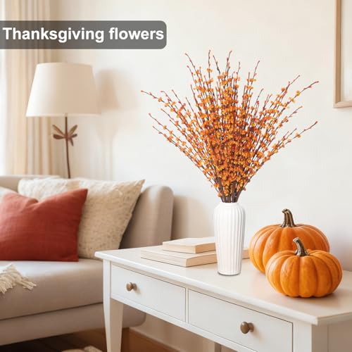 Wootkey 10 Pcs 29.5" Fall Stem Orange Jasmine Fall Flowers Dry Branches Bouquet for Home DIY Floral Art Plant Wedding Orange Fake Flowers (Autumn Yellow) - color: Autumn Yellow, size: 10pcs-29.5''