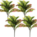 Hotop 4 Pcs Artificial Croton Plant 15.8 Inch Faux Greenery Leaf Branches Lifelike Tropical Houseplant Bush Stems for Home Office Garden Pot Decoration