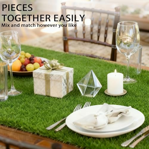 Artificial Grass Patch 6x6 Inch,Realistic Synthetic Turf with Drainage Holes,0.35 Inch Synthetic Garden Grass Tiles Faux Grass Rug for Crafts Patio Wall Decor - size: 6"x6"-6PC