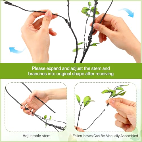 Giegxin 8 Pcs 47.2'' Artificial Ficus Branches for Vase Long Faux Greenery Stems Realistic Eucalyptus Twig Tall Fake Leaves UV Resis Plant for Vase Filler Home Table Centerpieces Office Decor (Green) - size: 47.2''