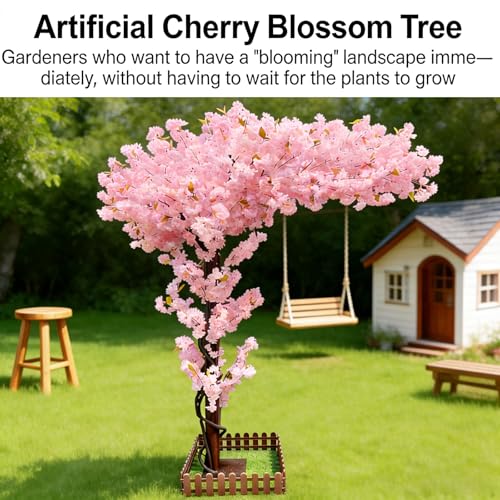 Pink Tall Artificial Cherry Blossom Trees 6ft for Indoor Outdoors,Faux Fake Cherry Blossom Tree for Wedding Party Living Room Office Shopping Hotel Restaurant Home Decor - color: Pink, size: 5ft 11in