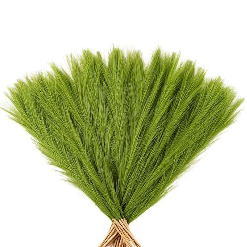 Lime Green Pampas Grass Small, 30 Pcs 17" Faux Pampas Grass Short Decor, Pompas Grass Flower Arrangement and Vase Filler for Grinchs Christmas Decoration - color: Lime Green, size: 17'' Tall