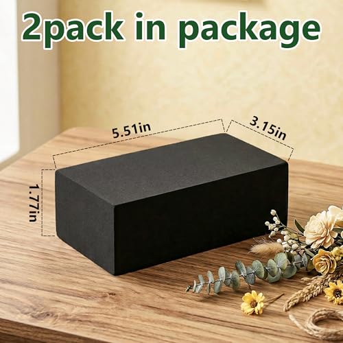 Max Shape Black Floral Foam Blocks for Artificial & Dried Flowers, Reusable Floral Foam Blocks, Water Resistant Flower Foam Blocks, Dry Floral Foams for Artificial Flowers (2, 5.51x3.15x1.77) - color: 2 Pack, size: 5.5x3.1x1.8"