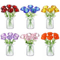 FoldTier 42 Pcs Mini Glass Flower Decoration Hand Blown Glass Flower Figurines Collectible Ornaments with Vase for Mothers Day Birthday Table Centerpiece Garden DIY Craft(Roses) - style: Roses