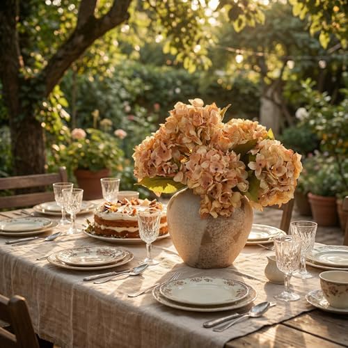 TOPIA Silk Fall Flowers Artificial Dried Hydrangea Artificial Fall Bouquet Fake Dried Flowers for Home Decor(6 PCS) (Autumn Yellow) - color: Autumn Yellow