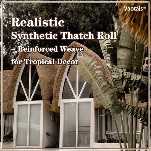 Realistic Synthetic Thatch Roll Sun-Bleached Yellow - 18 & 30 Inch Widths - Reinforced Weave for Mexican Palapa, Tiki Bars, Hawaiian Parties & Patio Decor (18 Inch Width x 4 Feet Length)