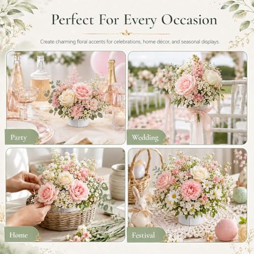 Floral Foam Holder for Fresh Flowers, Mini Half Ball Flower Foam with Base, Florist Foam for Wine Bottle Vase Decor, Dry Artificial Flower Supplies (12Pcs+1Wire+Ribbon)
