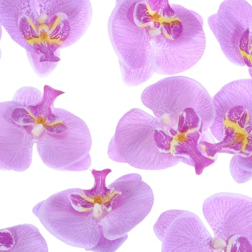 M METERXITY 20-Pack Artificial Orchid Flower Heads, Silk Faux Butterfly Flowers Head for Wedding/Bouquet/Bridal/Party Decor, Fake Phalaenopsis Petals Bulk [2.76 Inch, Light Purple] - color: Light Purple, size: 2.76 Inch