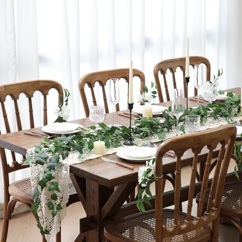 Mizii 2 Strands Artificial Vines Ivy Garland 79" Fake Vine with Silk Green Leaves Faux Hanging Plants Greenery Decoration for Outdoors Party Wedding Indoor Mantle Bedroom Home Decor (Ivy) - color: Ivy