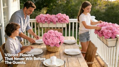 Geranium Artificial Flowers for Outdoors Spring UV Resistant Silk Geranium Pink Fake Flower Outdoor Plants for Garden Home Porch Courtyard Window Box Decoration 4 Pcs - color: E - Pink