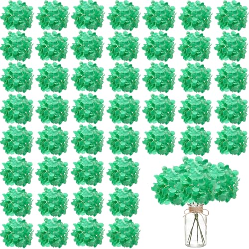 WEISPARK 100PCS Artificial Hydrangea Flowers, Fake Flowers Silk Hydrangea Full Flowers Heads with Stems for Wedding Home Party Shop Baby Shower Decor (Peacock Green) - color: Peacock Green