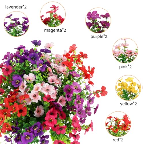 12PCS Artificial Flowers Daisy with Eucalyptus Leaves,6 Colors,Waterproof Fade-Resistant Bendable Stems,Faux Flowers for Home Decor Outdoor Summer Decor Wedding Party Office Garden Vase - size: 12PCS 6 Color Daisy