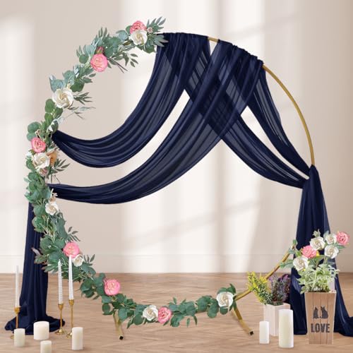 DeZerlor Wedding Arch Draping Fabric 29" x 20 FT Drapes for Backdrop Sheer Curtains for Romantic Bridal Baby Shower Decorations Ceremony Birthday Party Outdoor Events, Navy Blue - color: Navy Blue