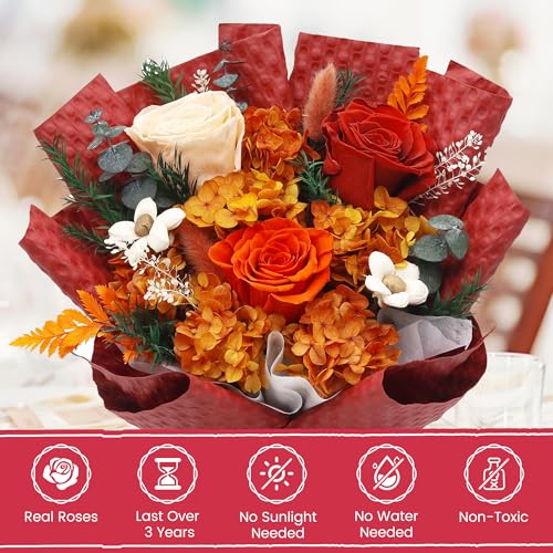 VTJMB Flowers for Delivery Prime, Preserved Flower Bouquet with Box, Birthday Dried Flowers Gift for Women, Mothers Day Gifts for Mom, Wife, Grandma, Friends - color: Red