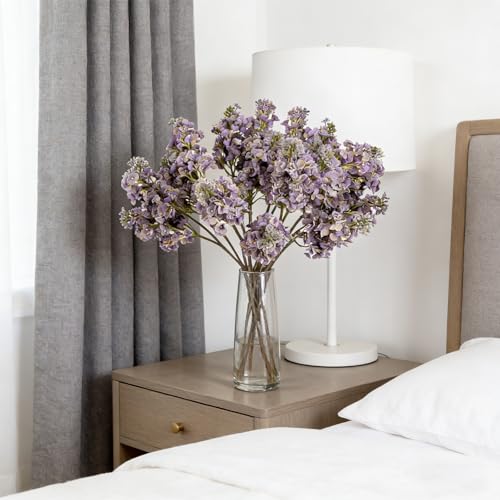 4PCS 25.6inch Lilac Artificial Flowers Light Purple Fake Delphinium Long Stem Real Touch Flower Faux Lilac Floral Arrangement for Tall Vase Table Centerpieces Wedding Home Decoration（Light Purple） - color: 25.6inch Light Purple