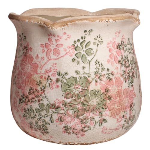 Ceramic Pots for Plants, Vintage Plant Pot with Drainage Hole, 6.11in. Planter for Indoor Plants, Crackle Glaze Finish Flower Pot, Perfect Tuscan Ceramic Planter for Gardening, Pastel Meadow - color: Pastel Meadow