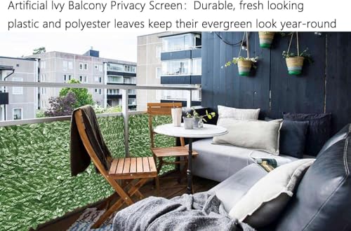 Privacy Fence Screen Artificial Ivy Grass Wall Screen 360x40 in Balcony Fence Privacy Screen Faux Vines Green Backdrop Fake Ivy Wall Panels Hedge Fence for Patio,Garden, Backyard Indoor Outdoor deocr - size: 360*40 inches