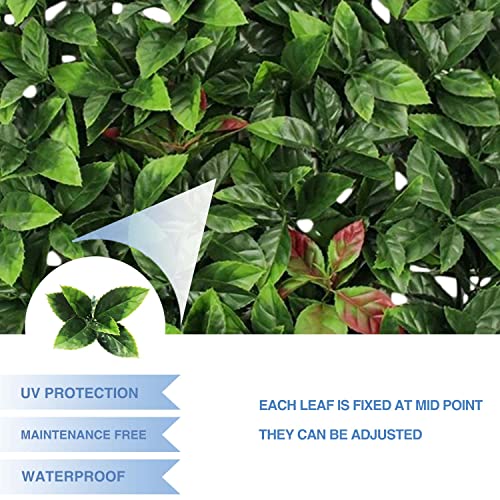 E&K 6Pcs 20" x 20" Artificial Grass Wall Panels, Faux Boxwood Greenery Backdrop Decor, UV Protected Privacy Hedge Screen for Indoor Outdoor (Photinia) - color: Photinia