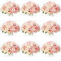 Jexine, 10 Bouquets Artificial Rose Flowers, 120 Pcs, Pink and White, Silk, DIY Bride, Home, Wedding Party Decorations - color: Pink and White