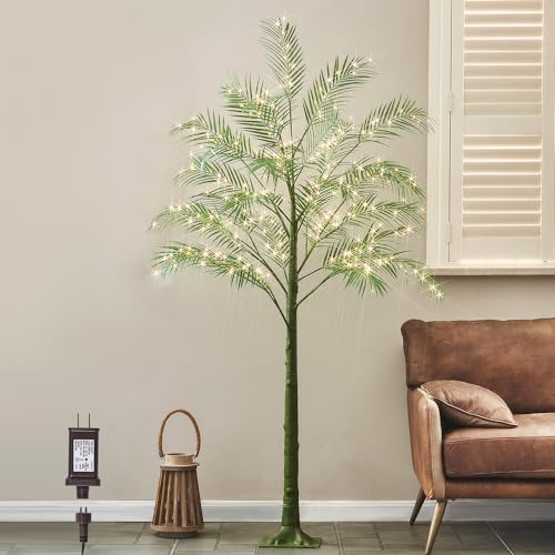 Hairui Lighted Palm Tree 6FT 300 LED Fairy Lights, Faux Plant Tree with Lights for Home Holiday Summer Decoration Indoor Outdoor - style: 6FT Palm tree