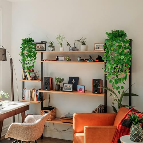 Freyalife Fake Hanging Plants for Room Decor, Artificial Ivy vines Greenery Leaves Garlands for Home Aesthetic living Bedroom kitchen Office Wall patio Bookshelf, Indoor,Outdoor decorations(No Basket)