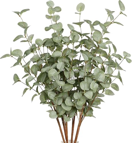 12 Pcs 27" Eucalyptus Stems Greenery Stems Eucalyptus Leaf Spray in Green Silk Plastic Plants Floral Artificial Plants for Home Party Wedding Decoration - color: Green -12 Pcs