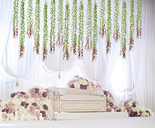 Artificial Hanging Vine, 10 Pcs Weeping Willow Plastic Plants Greenery Leaves Faux Ivy Garland Fake Plant UV Resistant Indoor Outdoor Garden Door Wall Baskets Wedding Party Table Decoration Green Red - color: Hanging Willow-red-10 Pcs