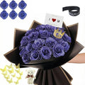 Glitter Roses Bouquet, DIY Fake Glitter Flowers Bouquet, Everlasting Shiny Artificial Red Rose Bouquet, Anniversary, Engagement, Wedding,Blue,12 Roses - color: Blue-12