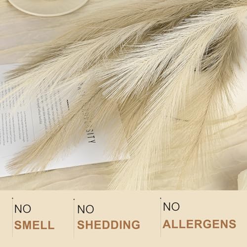 U-LIAN 36PCS Faux Pampas Grass 21.7 Inch, Small Artificial Pampas Grass Decor for Vase, Fake Fluffy Floral, Artificial Dried Flowers, Dry Plant Home Wedding Boho Decor (Beige & Brown) - color: Beige&brown Gradient, size: 22"-36 PCS
