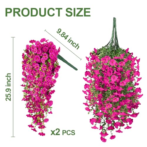 Artificial Hanging Flowers for Outdoors, 2PCS 300 Blooms UV Resistant Morning Glory Vine Fake Flowers with Eucalyptus, Realistic Silk Faux Hanging Plants Spring Summer Decorations for Porch (Lotus) - color: Lotus, size: 2PCS