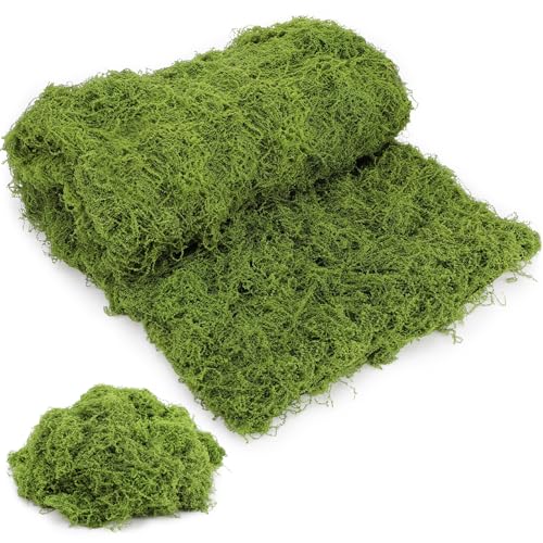 Fake Moss for Crafts 39" x 39" Faux Moss Mat with Base Fabric for Plants and 3.5 oz/ 100g Decorative Artificial Moss Green Faux Grass for Planters Crafts DIY Fairy Garden(Light Green) - color: Light Green
