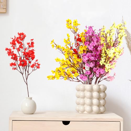 1PCS Artificial Long Gypsophila Colorful Plum Blossom Home Bouquet Faux Flowers Autumn Garden Party Decoration (Purple-1PCS) - color: Purple-2pcs