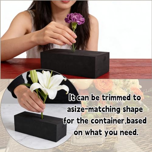 12 Pack Black Floral Foam Blocks, 6"x3"x2.5" Reusable & Water Absorbent Wet Foam for Artificial Silk Flowers, Wedding, Home Decor & Outdoor Planters - size: 6*3*2.5