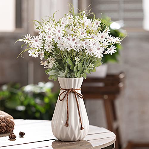 Artificial Flowers Wildflowers Silk Daisy Spring Fake Daisies Decoration Summer UV Resistant Colorful Mixed Bundles Faux Greenery Outdoor Plant Stem Filler for Home Decor Indoor Floral Arrangements - color: 04-white