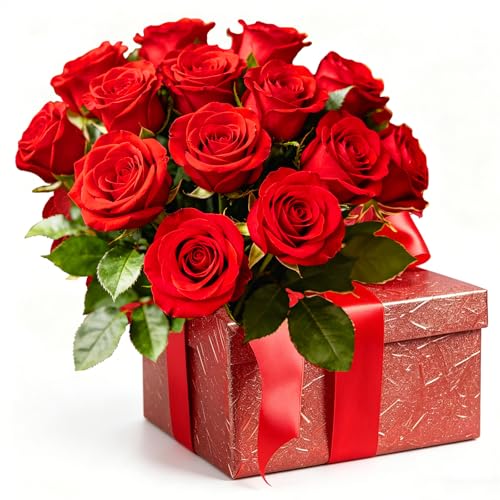 Rose Artificial Flowers Velvet Bouquet with Long Stem Real Touch Fake Roses Florals for Bridal Wedding Bouquet Party Arrangement Centerpiece Decorations (36, Red) - color: Red