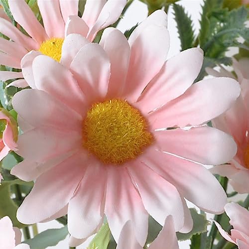 Artificial Flowers, 4 Bundles Silk Daisy, Artificial Daisy for Home Decoration Flowers Bouquet, Fake Wildflowers Spring Flowers for Wedding Decoration (Powder) - color: Powder