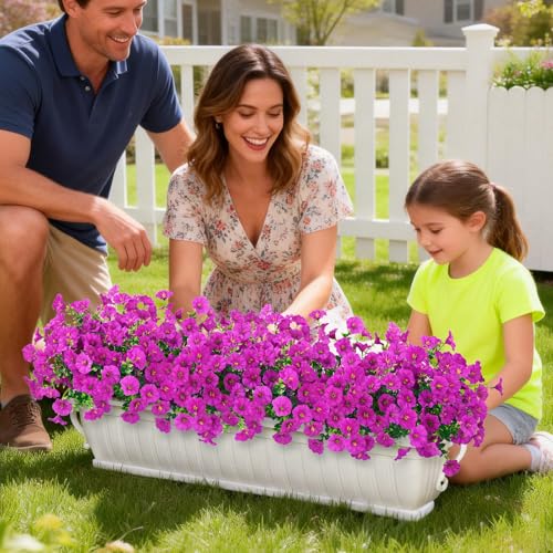 Yastouay Artificial Flowers for Outdoors, 14 Bundles Fake Outdoor Flowers, UV Resistant Artificial Plants & Flowers for Decoration, Fuchsia Realistic Morning Glory for Outdoor Porch Garden Decoration - color: Fuchsia, size: 14 Bundles