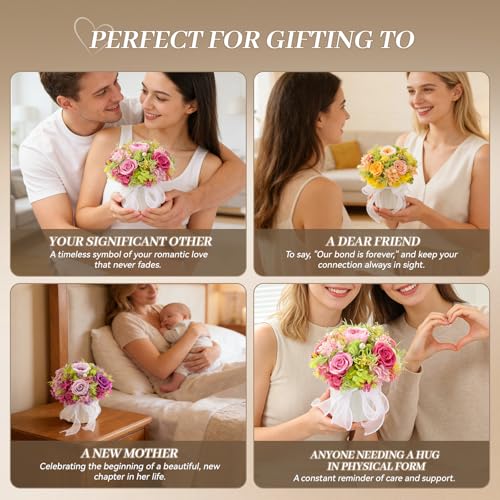 Preserved Flower Bouquet with Vase for Delivery Prime | Natural Forever Rose Gift For Women (Light Purple Eternal Floral Arrangement) - color: Purple