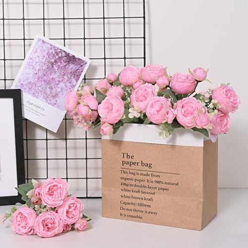 MARTINE MALL 2 Packs Peonies Artificial Flowers, Light Pink Artificial Peonies, Silk Peonies Flowers Fake Peonies Artificial Flowers Peonies Bouquet for Centerpiece Table Wedding Party Home Decor - color: Light Pink, size: 2PCS