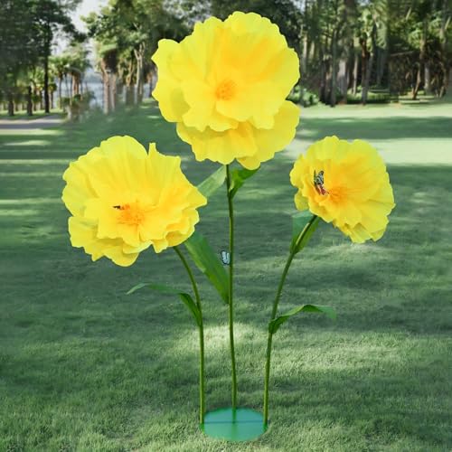 5.8 Ft Giant Artificial Flowers,Large Paper Flower,Huge Poppy Flowers Decoration for Wedding,Hotel,Office,Window Display and Home Farmhouse Decor(Yellow) - color: Yellow