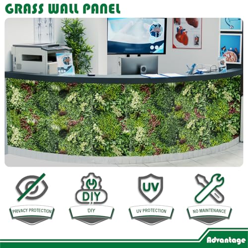 40"x40"-1Set Artificial Grass Wall Panels Greenery Backdrop Fake Grass Photography Background, Faux Boxwood Panels for Interior Wall Décor, Outdoor Patio Privacy Ivy Fence Screen - size: 40"x40"