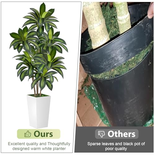VIVATREES Dracaena Tree 6FT Artificial, 72in Tall Faux Dracaena Tree with 15.7 White Planter, Fake Potted Tree for Indoor & Outdoor Home Office Decor - style: 6ft-white