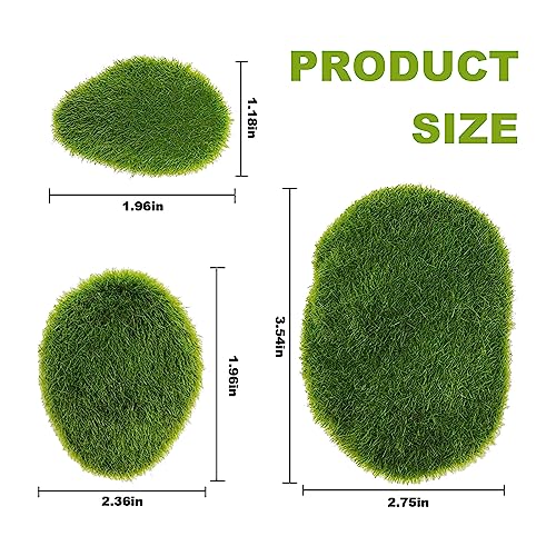 Anxingo 30 Pcs Artificial Moss Stones, 3 Size Fake Moss Decor, Decorative Stones Covered with Faux Green Moss, Green Moss Balls for Floral Arrangements, Crafting and Fairy Gardens