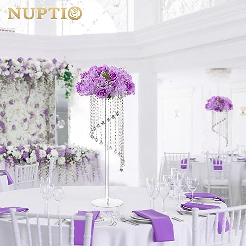 NUPTIO Flower Balls for Centerpieces Wedding: 10 Pcs 14.2 inch Diameter Artificial Flower Ball Arrangement Bouquet Centerpiece for Tables - Light Purple Fake Rose Flowers for Wedding Decor - color: Light Purple, size: 14.2" Diam - 10 PCS