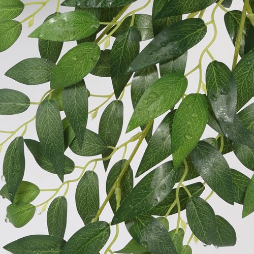 12PCS Artificial Ficus Leaves Stems Fake Flowers Greenery Filler Faux Hanging Green Leaf Plants Spray for Flower Arrangements, Floral Bouquet Wedding Faux Greenery Stems Silk Foliage Branches(Small) - color: 12pcs-small Ficus
