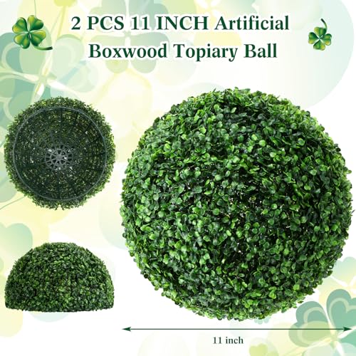 Hotop 2 Pcs 11 Inch Artificial Plant Topiary Ball 4 Layers Garden Spheres Boxwood Balls Artificial Topiaries Spheres Decorative Plants for Backyard, Balcony, Garden, Indoor Outdoor Decor(Green) - color: Green, size: 11 Inch