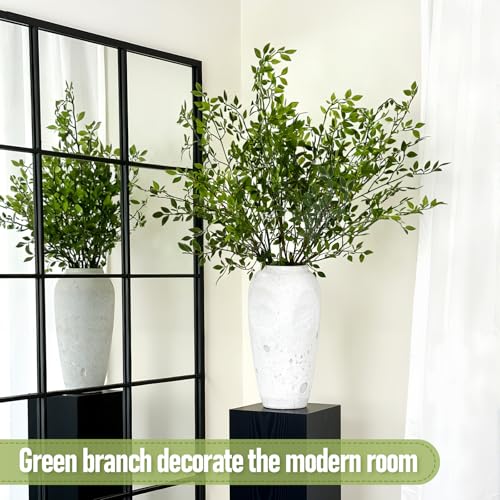 Suncalla 3 Pcs Artificial Greenery Stems 40 Inches Tall Faux Nandina Branches Fake Greenery Plants Bamboo Leaves Stems for Vase Wedding Living Room Bedroom Home Office Shop Kitchen Garden Decor - color: Nandina, size: 40 Inch