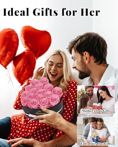 Changshunqi 16 Flowers Preserved Roses Gifts for Women, Pink Forever Flowers Womens Birthday Gifts for Women Wife Friends Preserved Flower Rose Gift for Mom Her Wife gf - color: Blush Pink